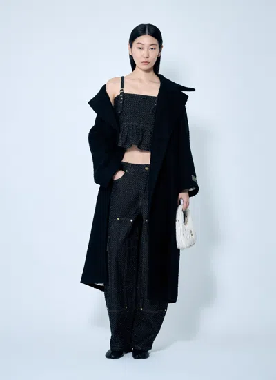 Ganni Women Fluffy Denim Strap Top In Black