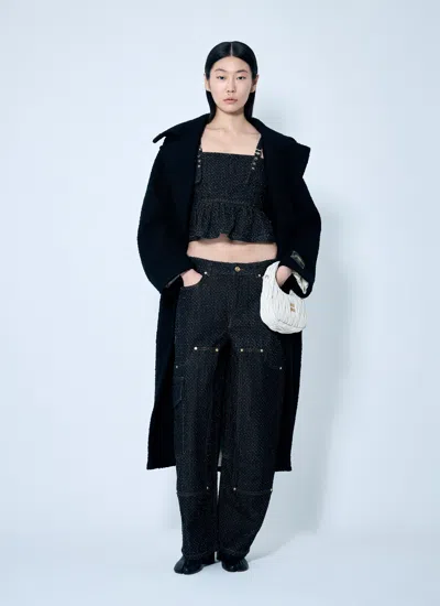 Shop Ganni Women Fluffy Denim Carpenter Jeans In Black