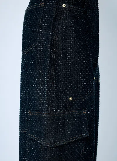 Shop Ganni Women Fluffy Denim Carpenter Jeans In Black