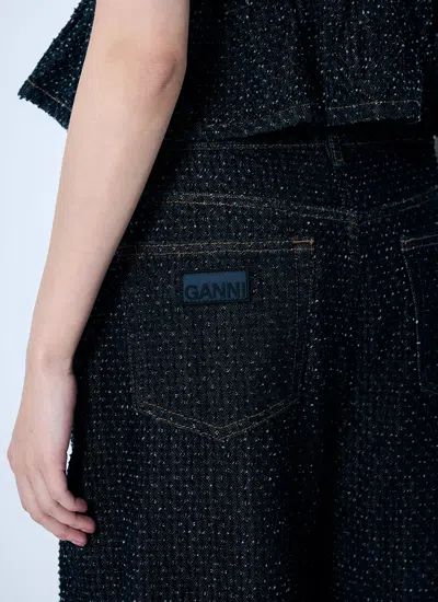 Shop Ganni Women Fluffy Denim Carpenter Jeans In Black