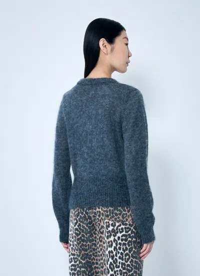 Ganni Tie-string Mohair Blend Cardigan In Gray