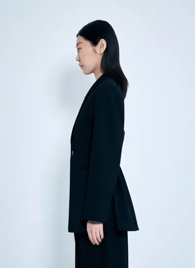 Ganni Black Solid Twill Suiting Blazer In Black