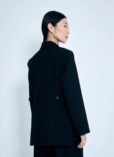Ganni Black Solid Twill Suiting Blazer In Black