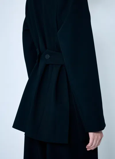 Ganni Black Solid Twill Suiting Blazer In Black