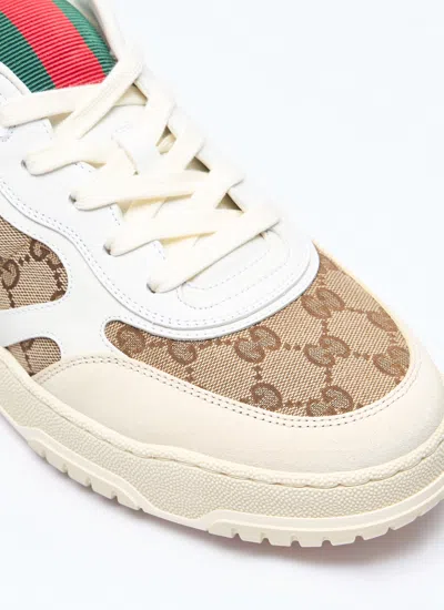 Gucci Re-web Leather And Original Gg Fabric Sneakers In Cream