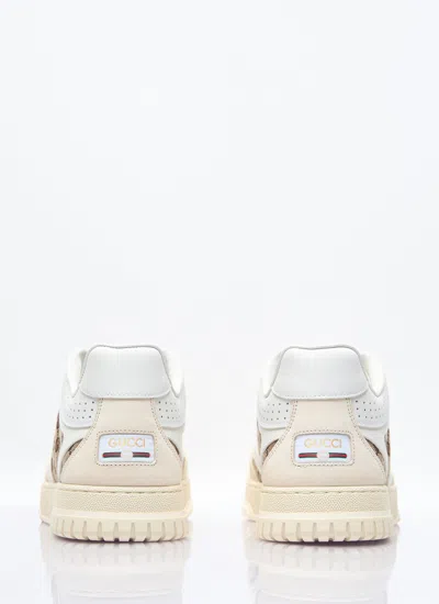 Gucci Re-web Leather And Original Gg Fabric Sneakers In Cream