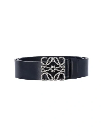 Loewe Chunky Anagram Belt In Calfskin In Black