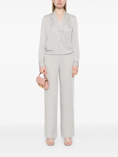 Theory Peak Lapel Wrap Blouse In Blue