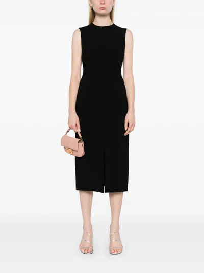 Theory Black Sleeveless Dress With Round Neck And Front Single Slit