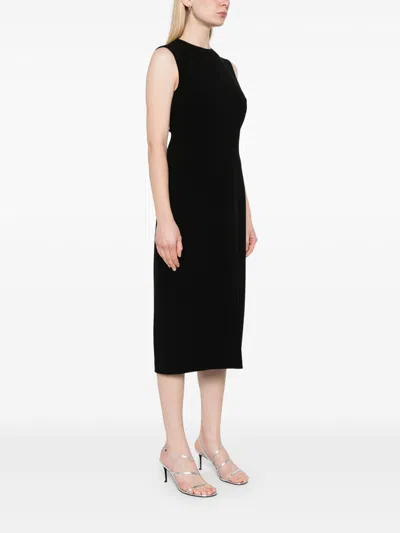 Theory Black Sleeveless Dress With Round Neck And Front Single Slit