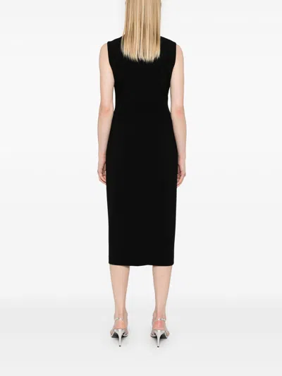 Theory Black Sleeveless Dress With Round Neck And Front Single Slit