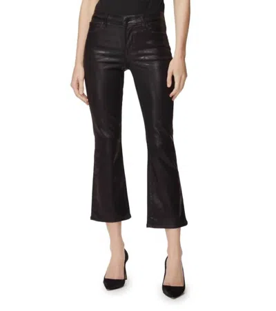J Brand Selena Coated Mid Rise Crop Bootcut Flare Jeans In Galactic Black In Multi