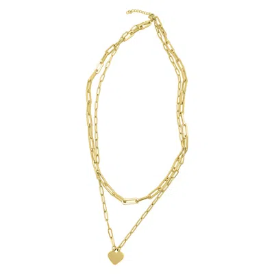 Adornia Layered Paper Clip Chain Heart Pendant Necklace Gold In Yellow