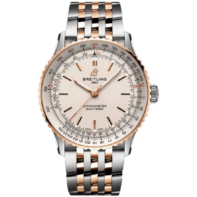 Breitling Navitimer Automatic 41 Cream Dial 18k Rose Gold And Steel Men's Watch U17329f41g1u1 In White