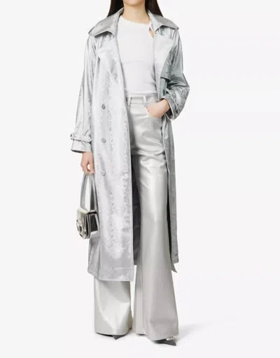 Amylynn Vivienne Trench Coat In Silver In Silver