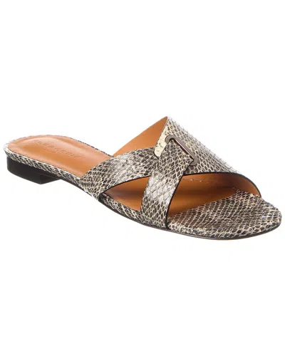 Clergerie Astonco Snake-embossed Leather Sandal In Brown