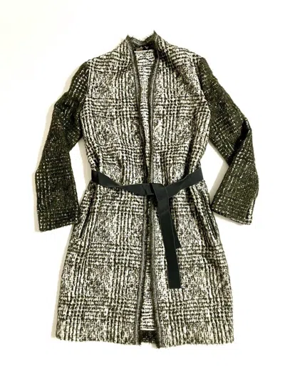 Piazza Sempione Women's Wool Belted Open Front Coat In Green/white In Multi