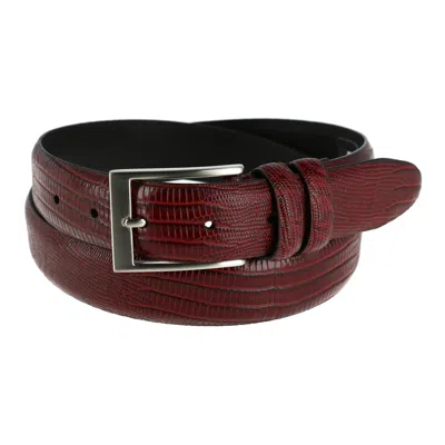 Toneka Men's Big & Tall Leather Lizard Print Belt In Pink