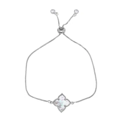 Adornia Four Point Flower Bolo Bracelet White Mother Of Pearl Silver In White