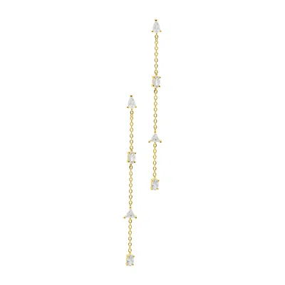 Adornia Cz Chain Sweeper Earrings In Gold