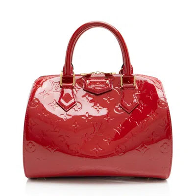 Pre-owned Louis Vuitton Monogram Vernis Montana Satchel In Red