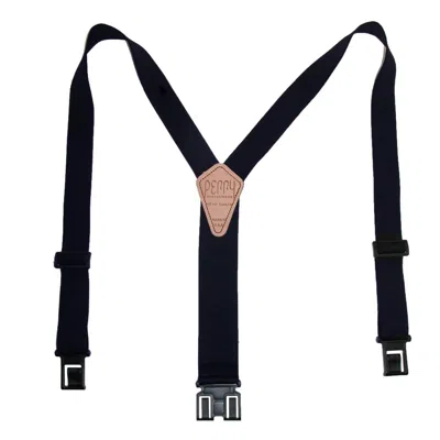 Perry Suspenders Men's Tall Elastic 1.5 Inch Wide Hook End Suspenders In Blue