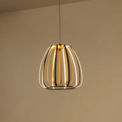 Jonathan Y Gigi Modern Glam Metal Adjustable Dimmable Stripe Cage Integrated Led Pendant