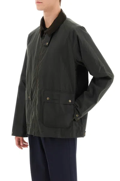 Barbour Mens Sage Bedale Waxed-cotton Jacket In Green