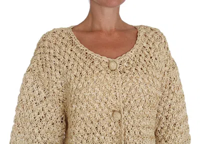 Dolce & Gabbana Chic Beige Crochet Knitted Raffia Cardigan In Beige
