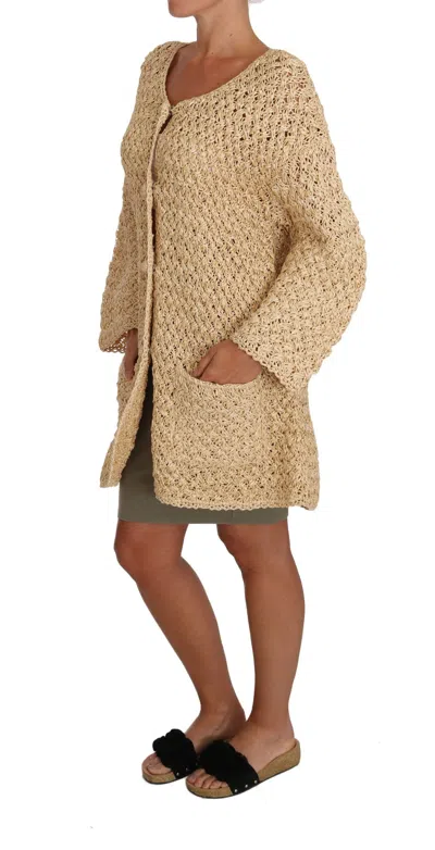 Dolce & Gabbana Chic Beige Crochet Knitted Raffia Cardigan In Beige