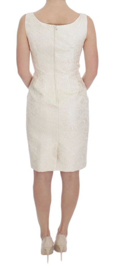 Dolce & Gabbana Elegant Floral Brocade Sheath Dress In White