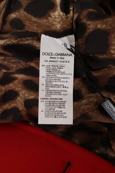 Dolce & Gabbana Red Leopard Wool Trenchcoat Jacket In Red