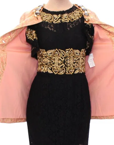 Dolce & Gabbana Pink Silk Brocade Crystal Jacket Coat In Pink