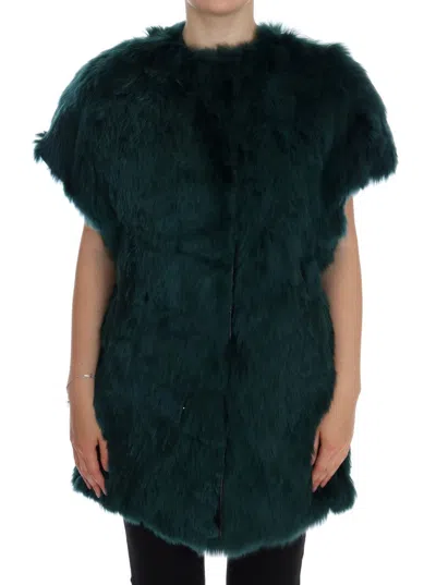 Dolce & Gabbana Green Alpaca Fur Vest Sleeveless Jacket In Green