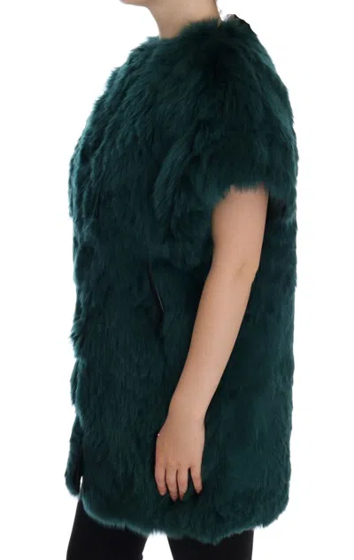 Dolce & Gabbana Green Alpaca Fur Vest Sleeveless Jacket In Green