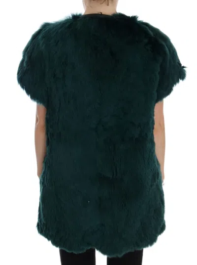 Dolce & Gabbana Green Alpaca Fur Vest Sleeveless Jacket In Green
