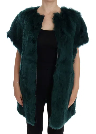 Dolce & Gabbana Green Alpaca Fur Vest Sleeveless Jacket In Green