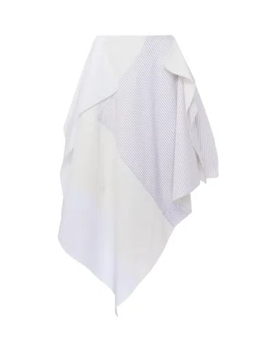 Jw Anderson Cotton Skirt With Patchwork Striped Layers In White