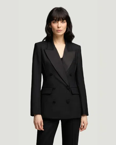 Argent Women's Satin-trim Wool Tuxedo Blazer In Black