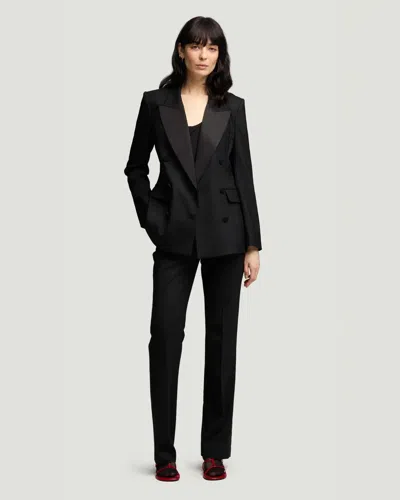 Argent Women's Satin-trim Wool Tuxedo Blazer In Black