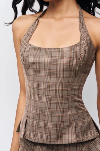 Danielle Guizio Ny Twisted Halter Top In Brown