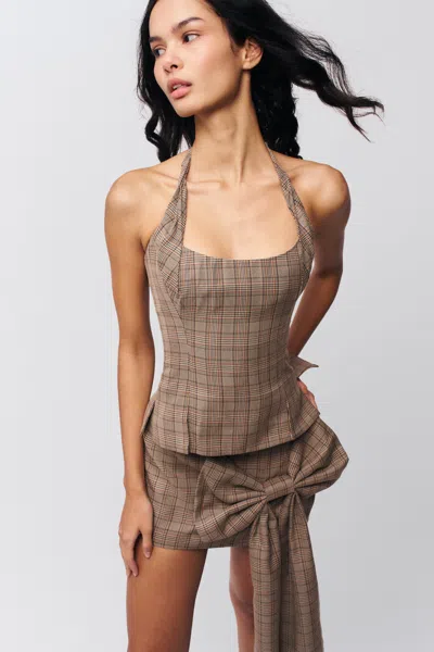 Danielle Guizio Ny Twisted Halter Top In Brown