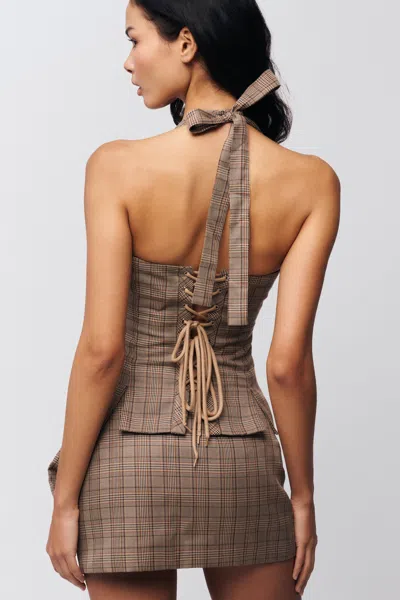 Danielle Guizio Ny Twisted Halter Top In Brown