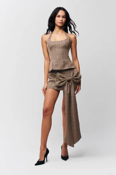 Danielle Guizio Ny Twisted Halter Top In Brown