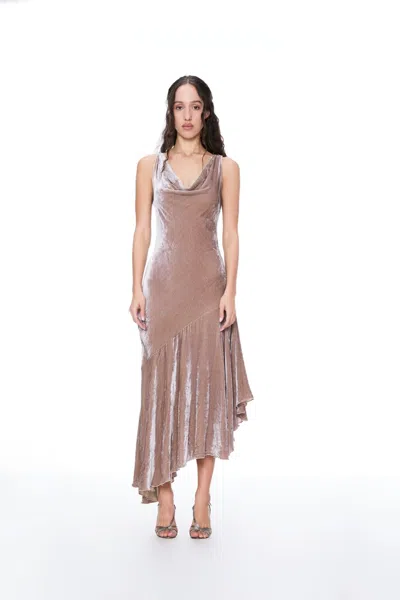 Ar24 Blush Draped Velvet Maxi Dress
