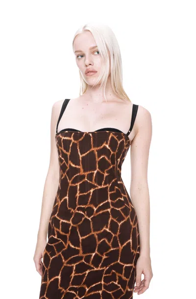 Ar24 Dolce & Gabbana Giraffe Bustier Midi Dress