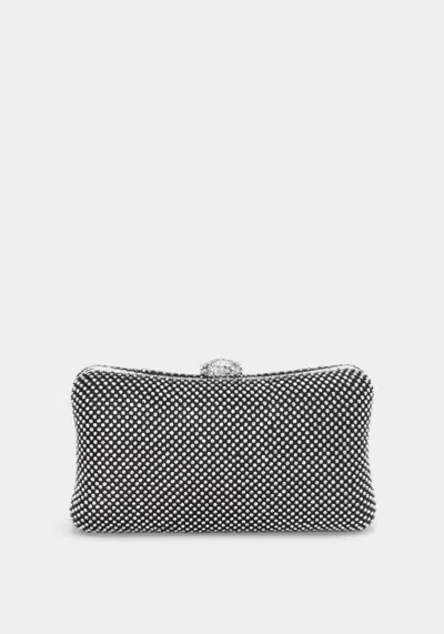 Bebe Dianna Hardshell Diamond Clutch In Silver,black