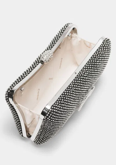 Bebe Dianna Hardshell Diamond Clutch In Silver,black