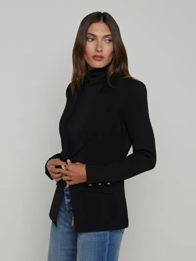 L'agence Chamberlain Knit Blazer In Black/gold