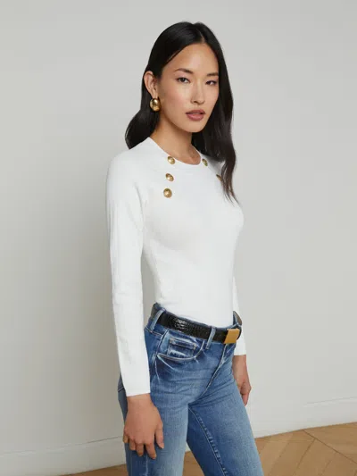 L'agence Chamberlain Knit Blazer In Ivory/gold